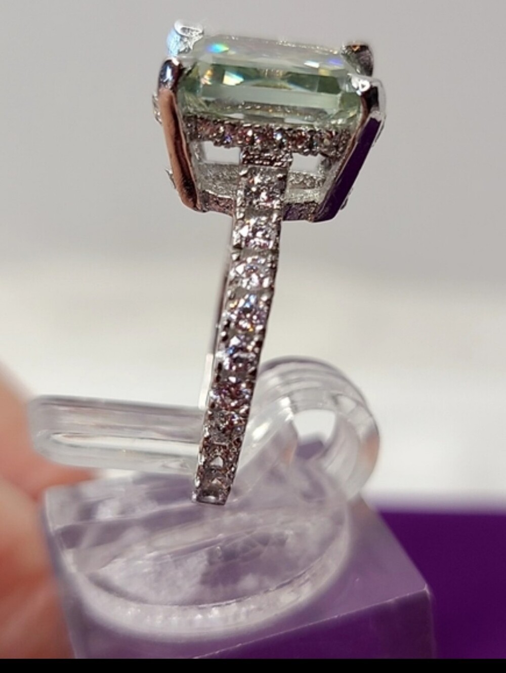 Moissanite Emerald Cut 6.45 Carat Solitare Ring